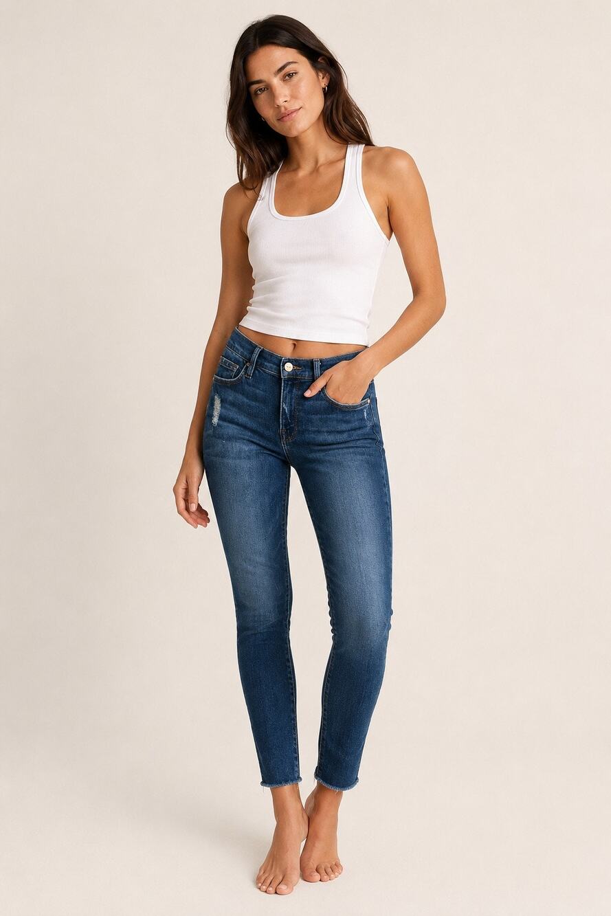 FRAME Le Skinny de Jeanne Distressed Skinny Jeans Women’s Size 27 Victoria Park